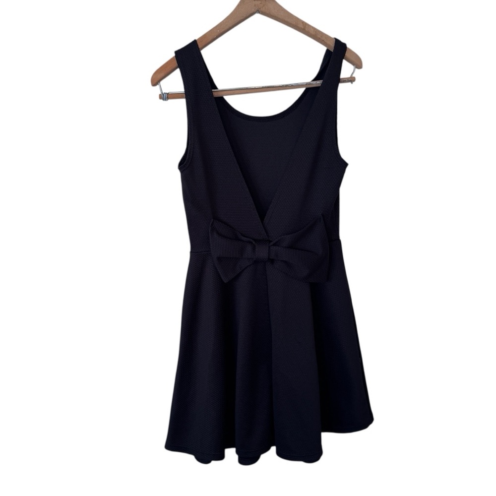 Wet Seal Y2K Black Mini Dress Bow Fit & Flare Sleeveless Preppy Dressy